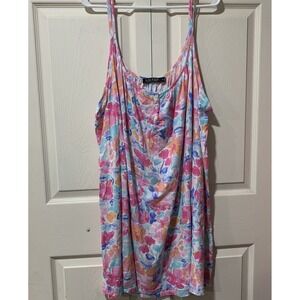 Lauren Ralph Lauren Nightgown Womens 3XL Pink Floral Cotton Sleeveless Henley